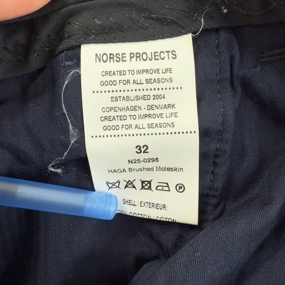 Norse Projects Brushed Moleskin Navy Blue Pants Men’s Size 32 Regular - Picture 6 of 14
